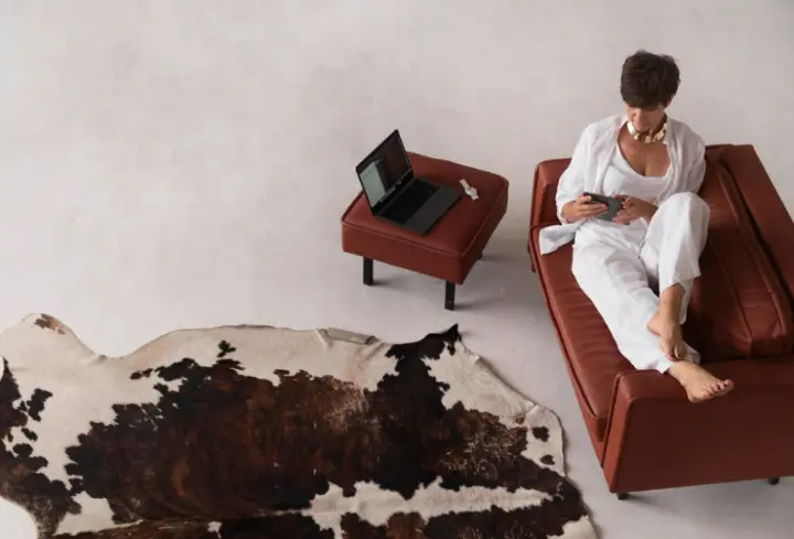 Cowhide Rug In Dining Area Cowhide Rug In Dining Area